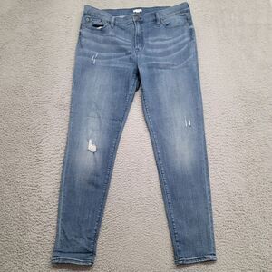 J. Crew Jeans Womens 36 Blue Denim‎ High-Rise Skinny in Bella Wash Distressed